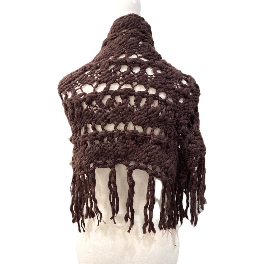 Chunky Brown Crochet Knit Wrap - Picture 2 of 3